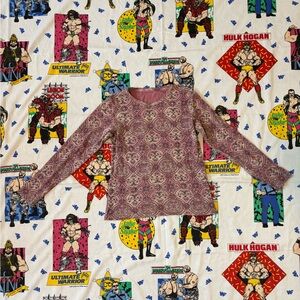 Long Sleeve Pink Patterned Women's Shirt Size S/M